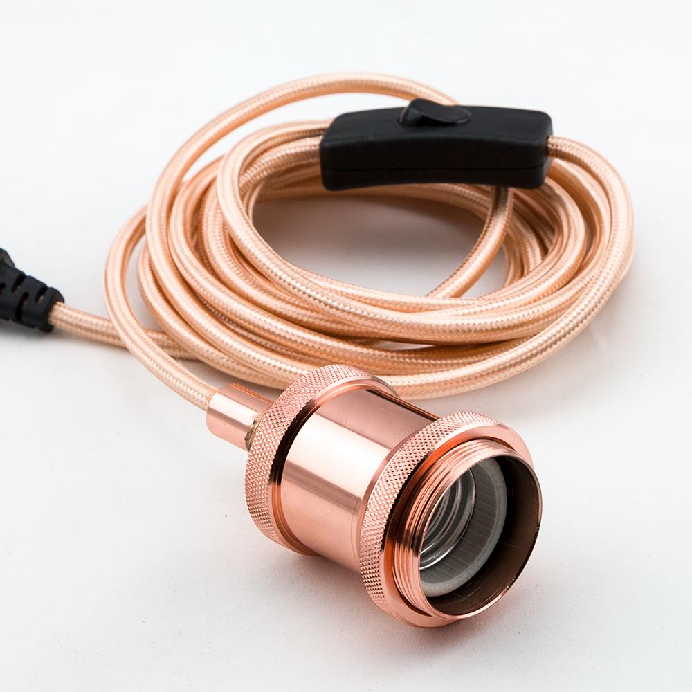  Classic Modern Rose Gold Pendant Light Lamp Cord w/ Polished Finish, Switch, 11FT Braided Cloth - Electrical Swag Light Kit - AsianImportStore.com - B2B Wholesale Lighting and Decor