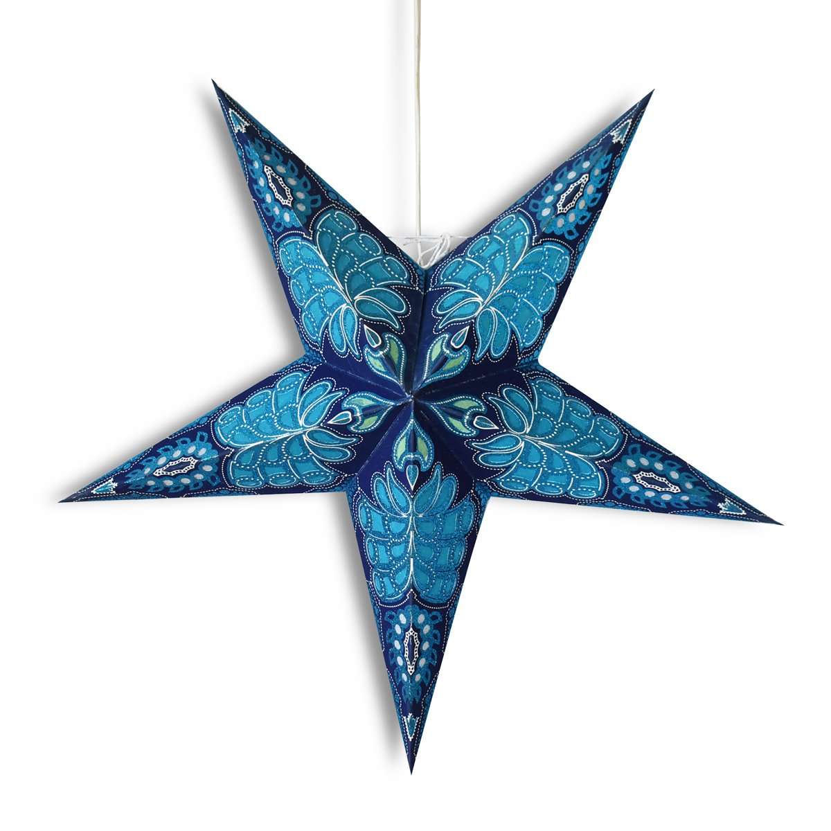 24" Blue Monarch Glitter Paper Star Lantern, Hanging Wedding & Party Decoration - AsianImportStore.com - B2B Wholesale Lighting and Decor