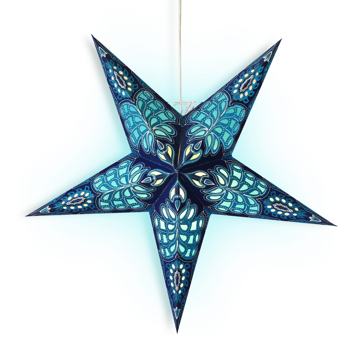 24" Blue Monarch Glitter Paper Star Lantern, Hanging Wedding & Party Decoration - AsianImportStore.com - B2B Wholesale Lighting and Decor