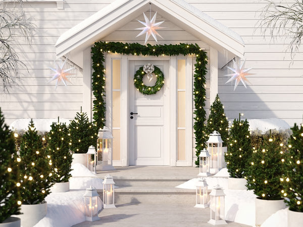 20" White Moravian Weatherproof Star Lantern Lamp, Multi-Point Hanging Decoration (Shade Only)