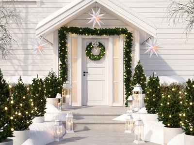 20" White Moravian Weatherproof Star Lantern Lamp, Multi-Point Hanging Decoration (Shade Only)