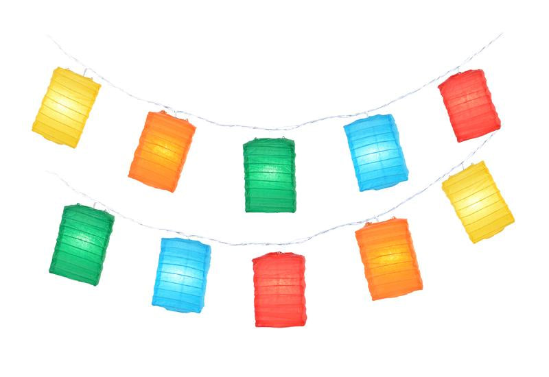 Multi-Color Hako Box Shaped Paper Lantern String String Lights (8FT, Expandable) - AsianImportStore.com - B2B Wholesale Lighting and Decor