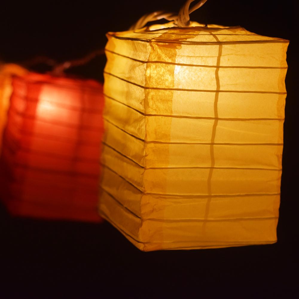 Multi-Color Hako Box Shaped Paper Lantern String String Lights (8FT, Expandable) - AsianImportStore.com - B2B Wholesale Lighting and Decor