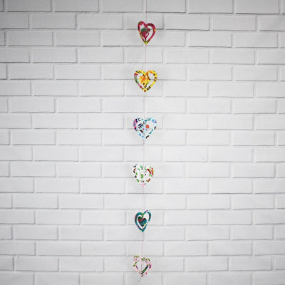 (Discontinued) (20 PACK) Multi-Patterned 3D Spinning Heart Hanging Vertical Garland (3.3 Feet)