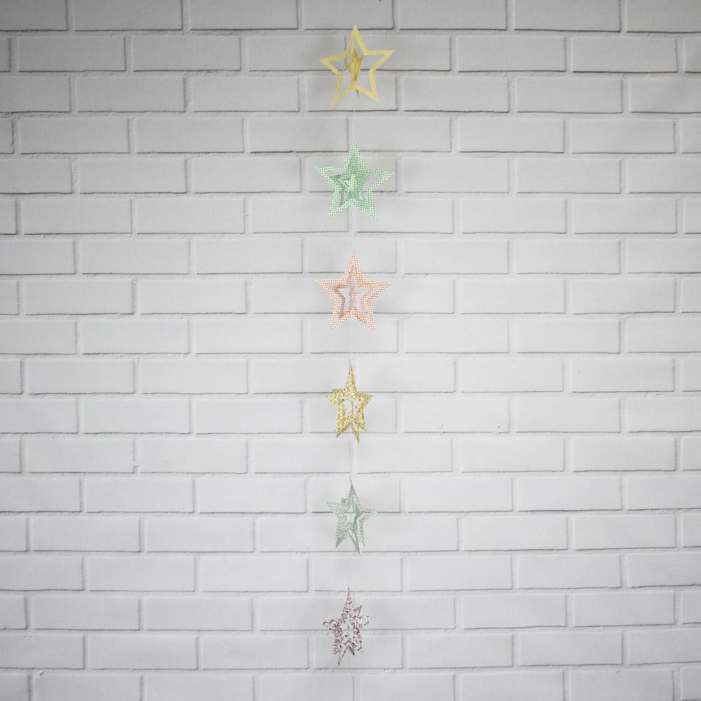 Multi-Patterned 3D Star Hanging Vertical Garland (3.3 Feet) - AsianImportStore.com - B2B Wholesale Lighting and Decor