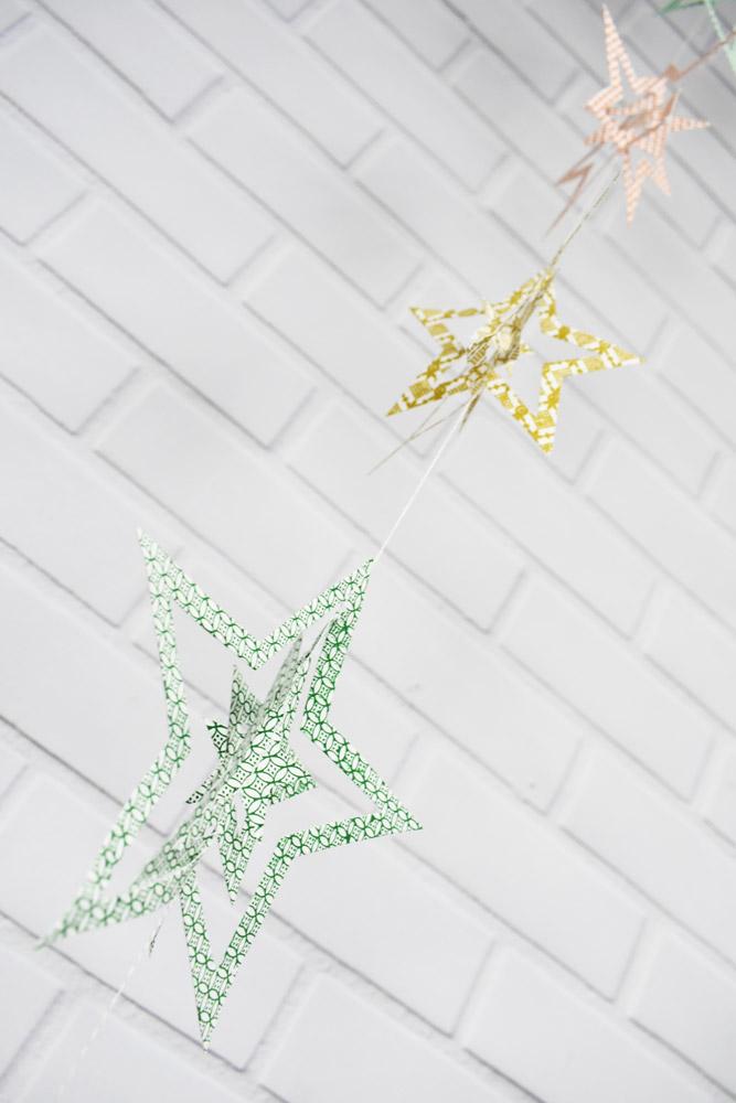  Multi-Patterned 3D Star Hanging Vertical Garland (3.3 Feet) - AsianImportStore.com - B2B Wholesale Lighting and Decor