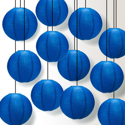 12 PACK | 12" Navy Blue Fine Line Premium Even Ribbing Paper Lantern, Extra Sturdy - AsianImportStore.com - B2B Wholesale Lighting and Decor