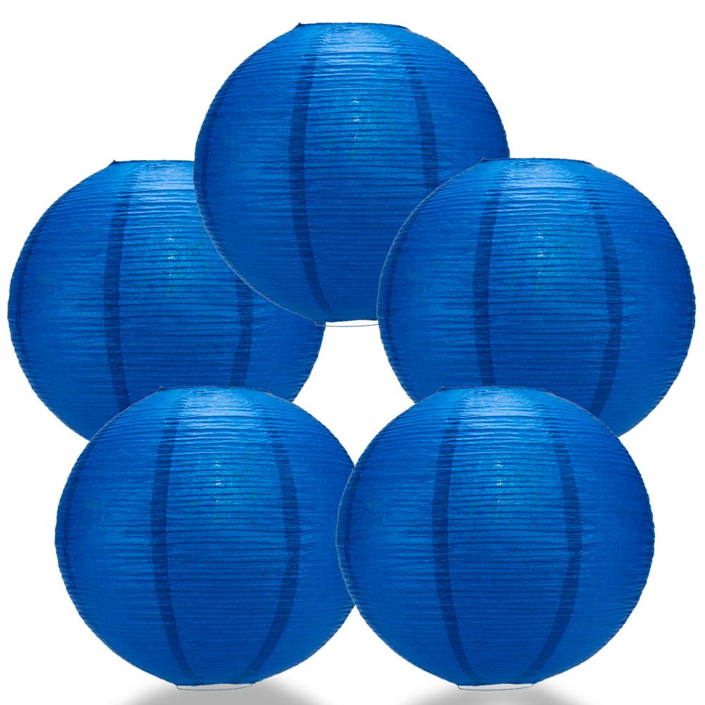 5 PACK | 12" Navy Blue Fine Line Premium Even Ribbing Paper Lanterns - AsianImportStore.com - B2B Wholesale Lighting and Decor
