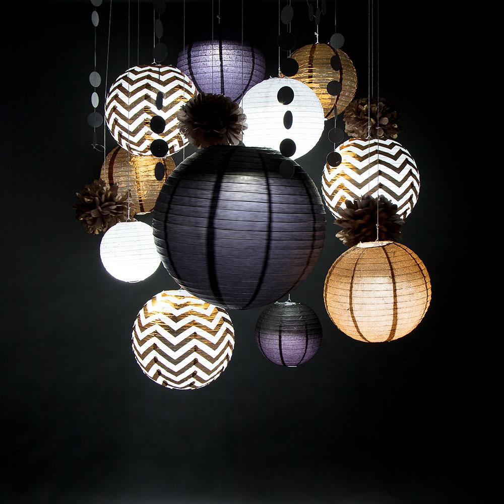 14-pc Copper / Black New Year's Eve Celebration Party Pack Paper Lantern Combo Set - AsianImportStore.com - B2B Wholesale Lighting and Decor