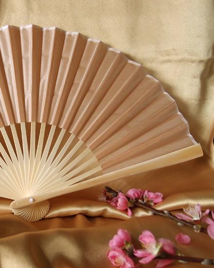 9" Nude Silk Hand Fans for Weddings (10 Pack) - AsianImportStore.com - B2B Wholesale Lighting and Decor