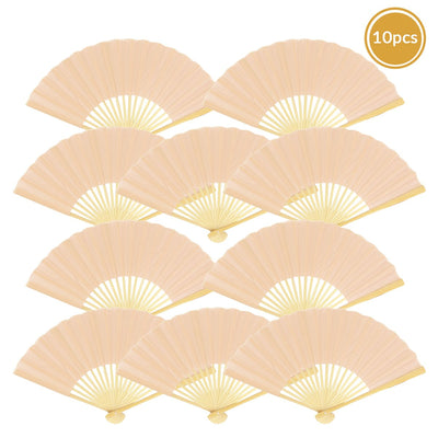 9" Nude Silk Hand Fans for Weddings (10 Pack) - AsianImportStore.com - B2B Wholesale Lighting and Decor