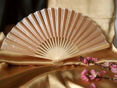 BULK PACK (50) 9" Nude Silk Hand Fans for Weddings - AsianImportStore.com - B2B Wholesale Lighting and Decor