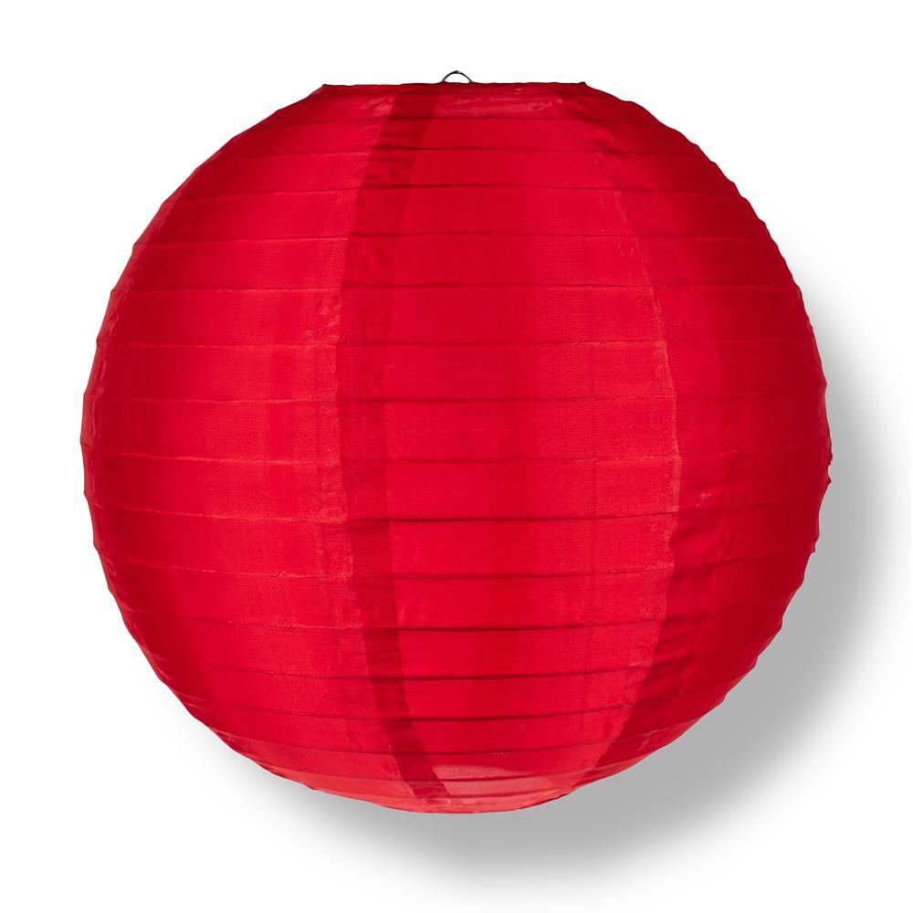 36" Red Jumbo Shimmering Nylon Lantern, Even Ribbing, Durable, Dry Outdoor Hanging Decoration - AsianImportStore.com - B2B Wholesale Lighting & Décor since 2002.