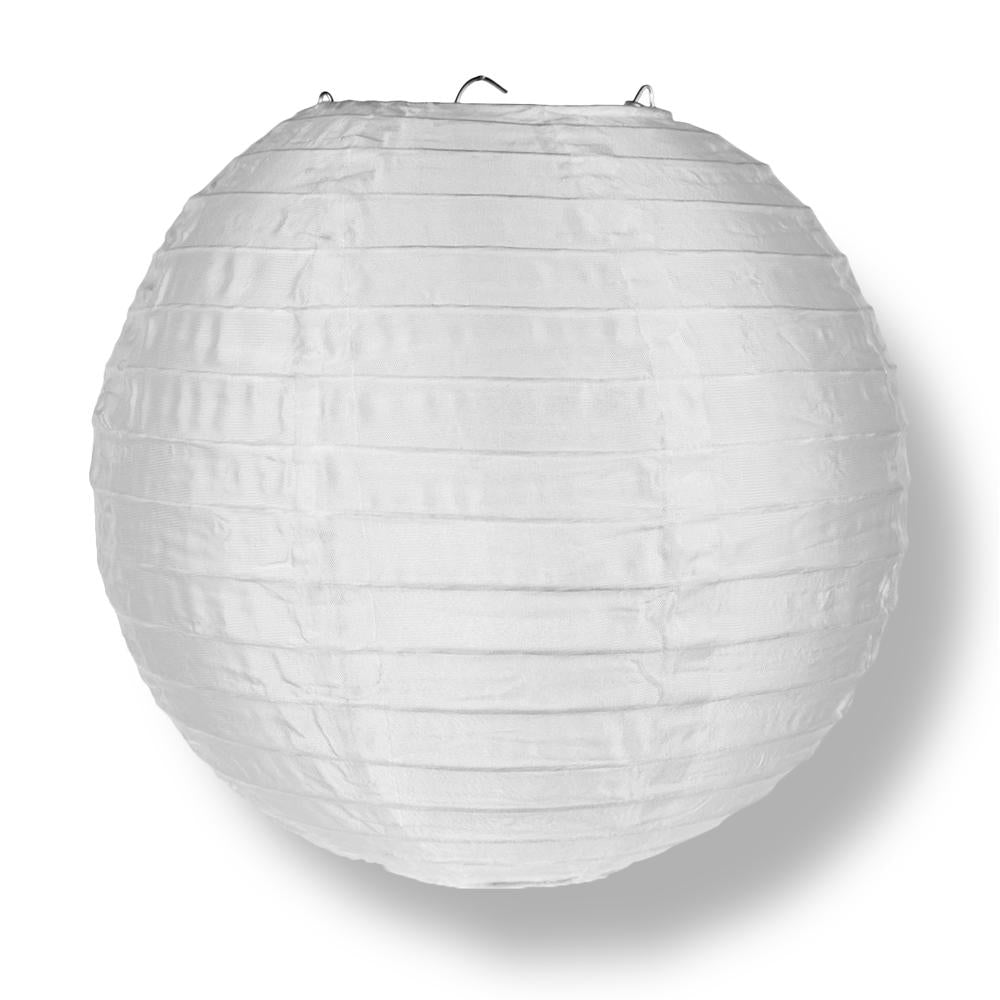 4 Inch White Round Shimmering Nylon Lanterns, Even Ribbing, Hanging (10-PACK) Decoration - AsianImportStore.com - B2B Wholesale Lighting & Décor since 2002.