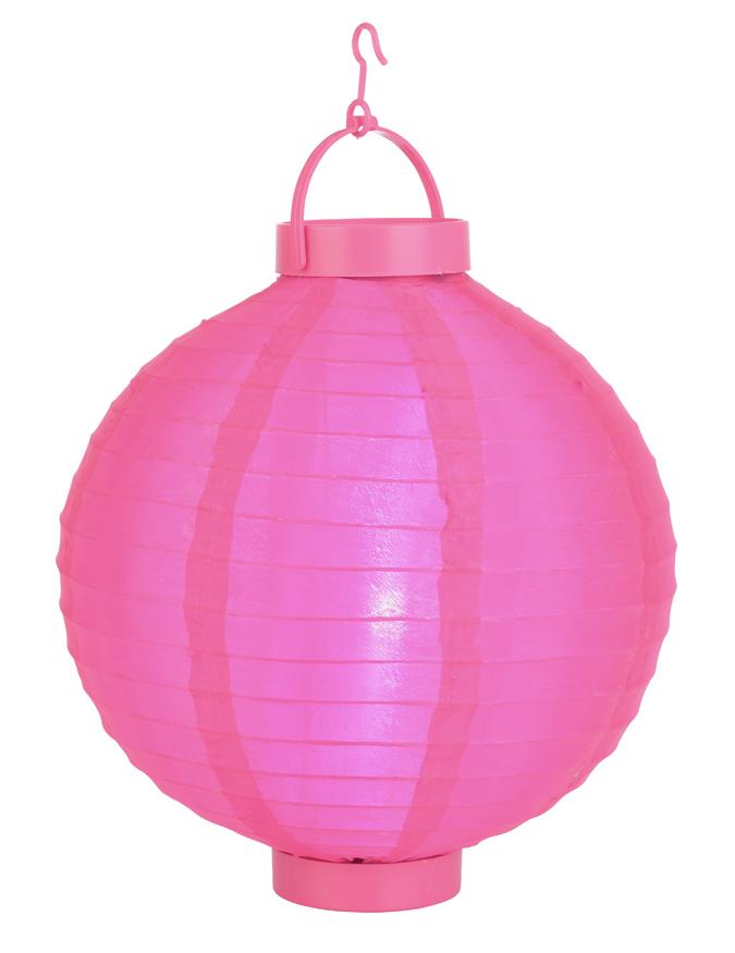 12" Hot Pink 16 LED Round Battery Operated Shimmering Nylon Lantern - AsianImportStore.com - B2B Wholesale Lighting and Decor