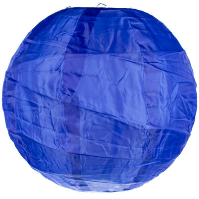 14" Irregular Ribbed Navy Blue Shimmering Nylon Lantern, Durable, Hanging - AsianImportStore.com - B2B Wholesale Lighting & Décor since 2002.