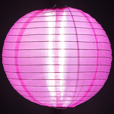 24" Hot Pink Shimmering Nylon Lantern, Even Ribbing, Durable, Hanging - AsianImportStore.com - B2B Wholesale Lighting & Décor since 2002.