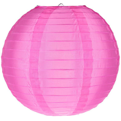 24" Hot Pink Shimmering Nylon Lantern, Even Ribbing, Durable, Hanging - AsianImportStore.com - B2B Wholesale Lighting & Décor since 2002.