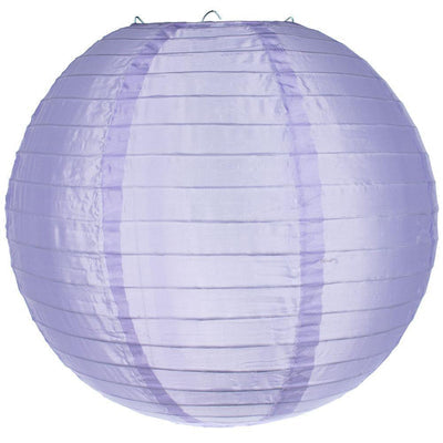 8" Light Purple Shimmering Nylon Lantern, Even Ribbing, Durable, Hanging