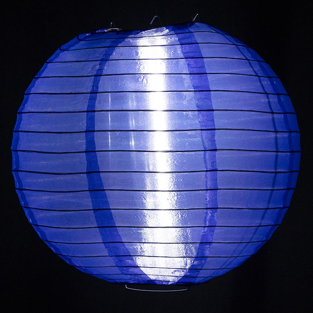 4" Navy Blue Round Shimmering Nylon Lantern, Even Ribbing, Hanging Decoration (10 PACK) - AsianImportStore.com - B2B Wholesale Lighting & Décor since 2002.