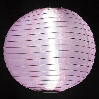 24" Pink Shimmering Nylon Lantern, Even Ribbing, Durable, Hanging - AsianImportStore.com - B2B Wholesale Lighting & Décor since 2002.
