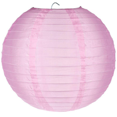 24" Pink Shimmering Nylon Lantern, Even Ribbing, Durable, Hanging - AsianImportStore.com - B2B Wholesale Lighting & Décor since 2002.