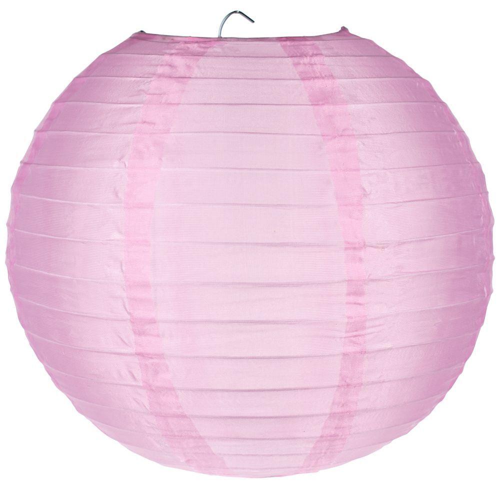 4" Pink Round Shimmering Nylon Lantern, Even Ribbing, Hanging Decoration (10 PACK) - AsianImportStore.com - B2B Wholesale Lighting & Décor since 2002.