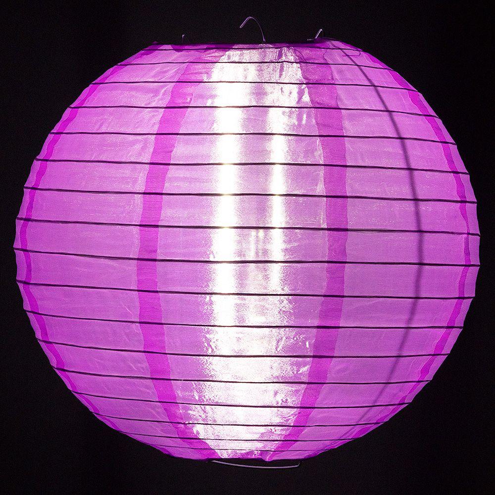 4" Violet Round Shimmering Nylon Lantern, Even Ribbing, Hanging Decoration (10-Pack) - AsianImportStore.com - B2B Wholesale Lighting & Décor since 2002.