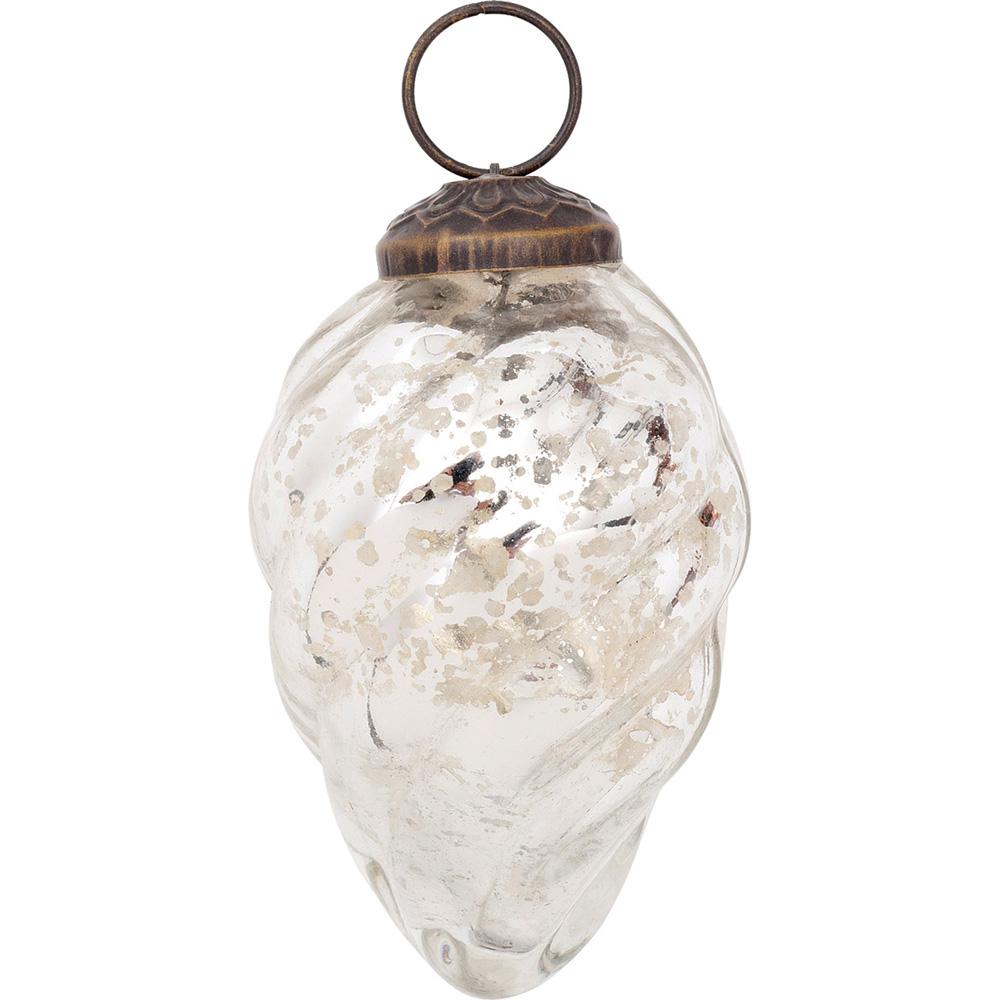 Mercury Glass Small Ornaments (4-Inch, Silver, Lois Design, Single)