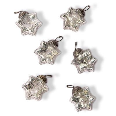 6 Pack | Mini Mercury Glass Star Ornaments (1 to 1.5-Inch, Silver, Imogen Design) - Great Gift Idea, Vintage-Style Decorations for Christmas and Home Decor - AsianImportStore.com - B2B Wholesale Lighting & Décor since 2002.