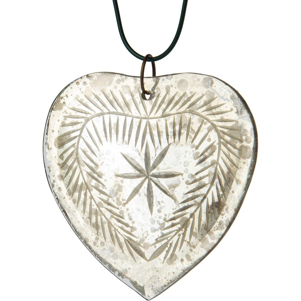 Large Antique Mirror Ornament (3-Inch, Silver, Heart Design, Single) - AsianImportStore.com - B2B Wholesale Lighting and Decor