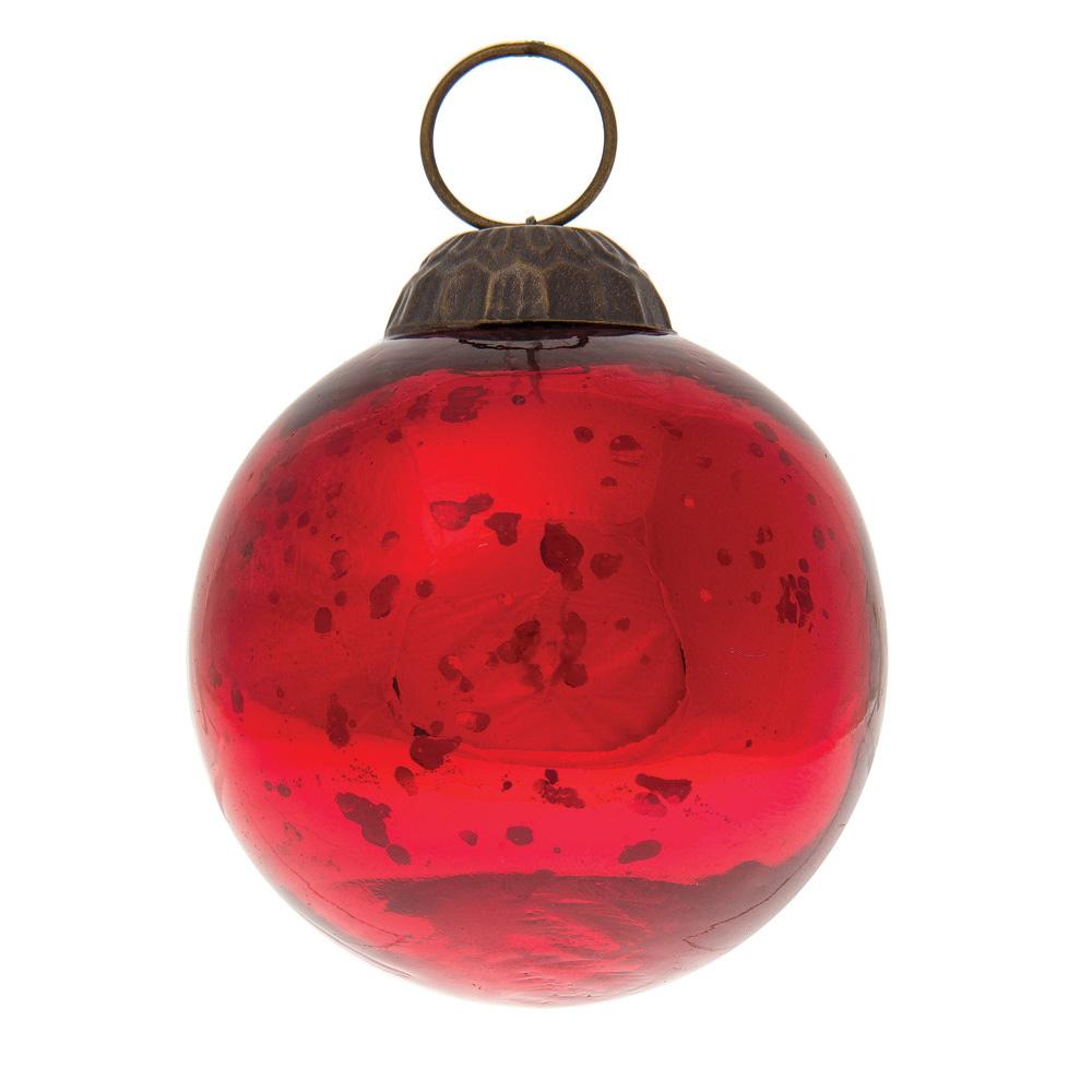 6 Pack | Small Mercury Glass Ball Ornaments (2.5-inch, Red, Ava) - Great Gift Idea, Vintage-Style Decorations for Christmas, Special Occasions, Home Decor and Parties