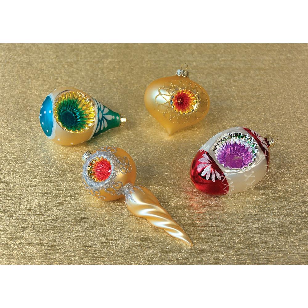 4 Pack | Vintage Indent Ornament Set of 4 (Gold, Ivory, Blue and Red) - AsianImportStore.com - B2B Wholesale Lighting and Decor