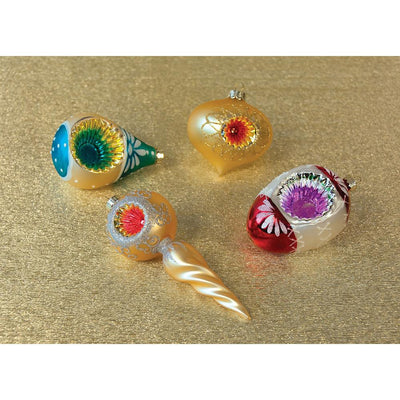 4 Pack | Vintage Indent Ornament Set of 4 (Gold, Ivory, Blue and Red) - AsianImportStore.com - B2B Wholesale Lighting and Decor