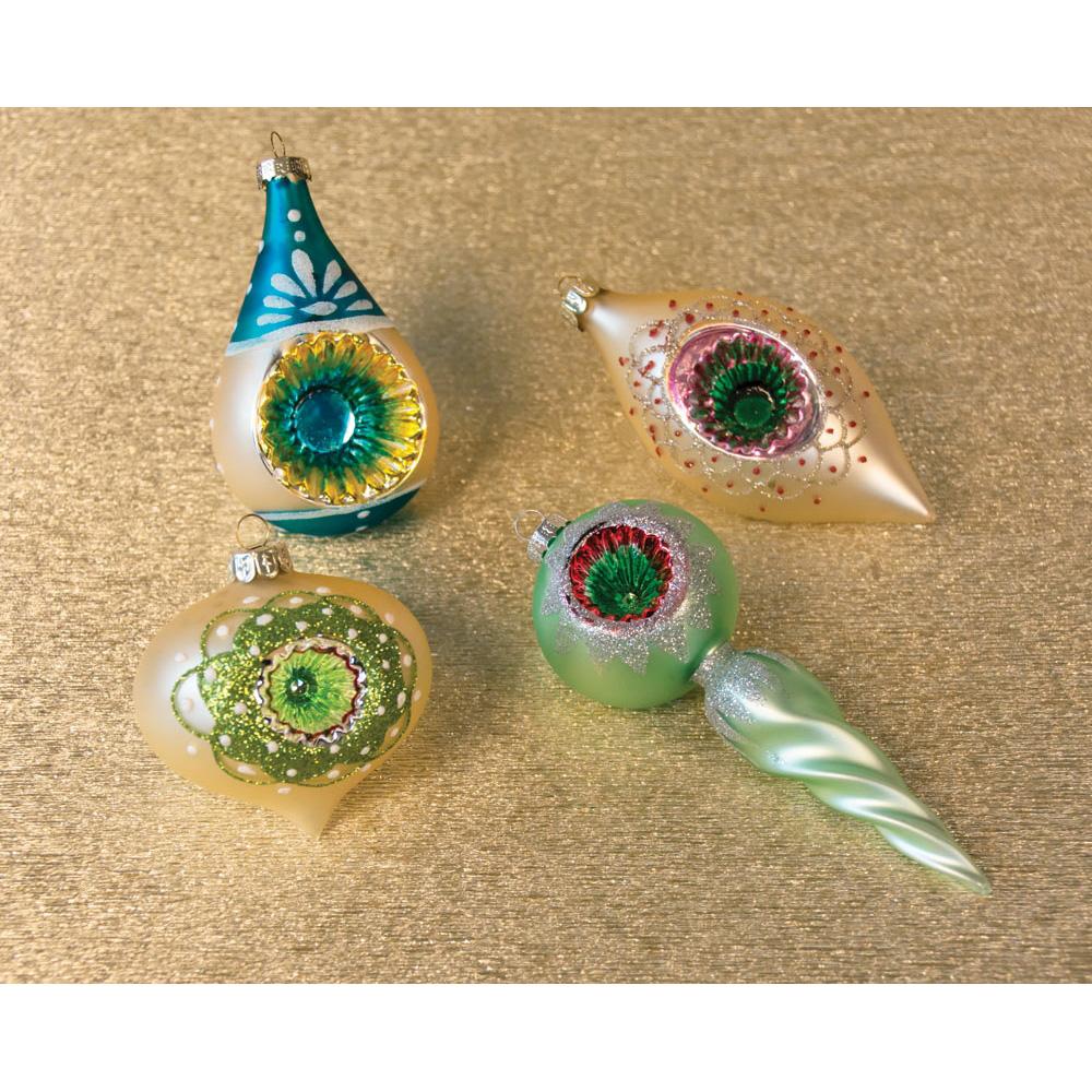 4 Pack | Vintage Indent Ornament Set of 4 (Ivory, Green and Blue) - AsianImportStore.com - B2B Wholesale Lighting and Decor