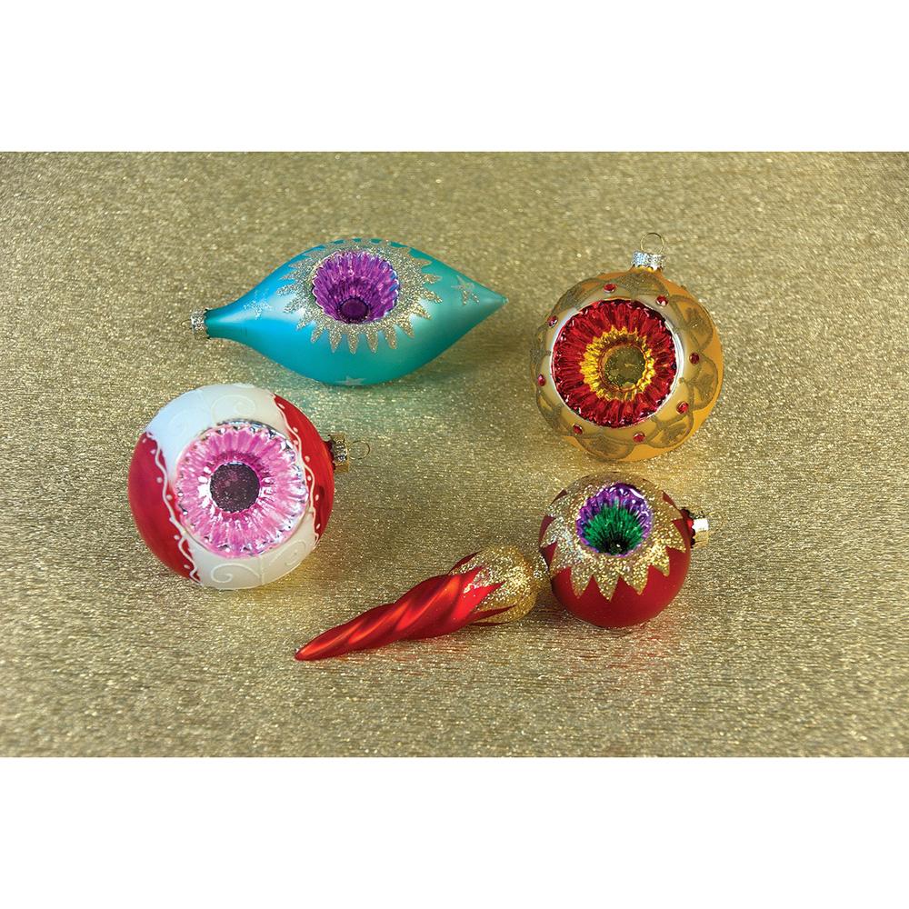 4 Pack | Vintage Indent Ornament Set of 4 (Ivory, Blue and Red) - AsianImportStore.com - B2B Wholesale Lighting and Decor