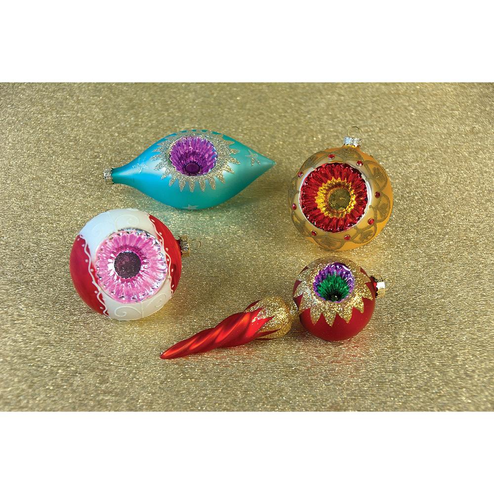 4 Pack | Vintage Indent Ornament Set of 4 (Ivory, Blue and Red) - AsianImportStore.com - B2B Wholesale Lighting and Decor