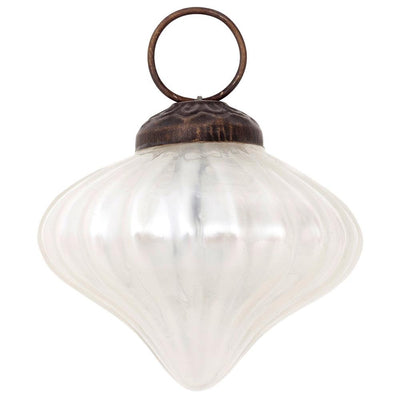 Mercury Glass Small Ornaments (2 to 2.25-inch, Pearl White, Lucy Design, Single) - AsianImportStore.com - B2B Wholesale Lighting & Décor since 2002.