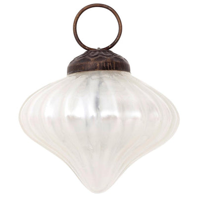 Mercury Glass Small Ornaments (2.5-inch, Pearl White, Lucy Design, Single)