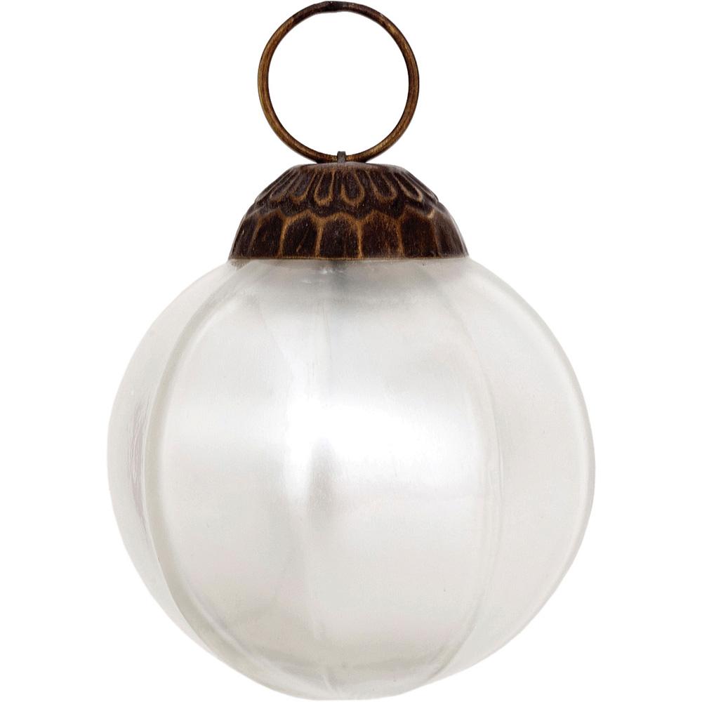 Small Mercury Glass Ball Ornament (2-inch, Pearl White, Penina Design, Single)