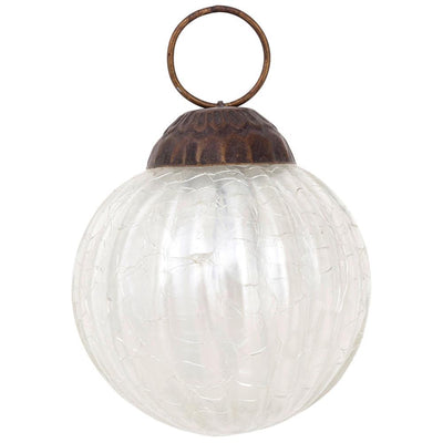 Large Mercury Glass Ball Ornaments (3-Inch, Pearl White, Mona Design, Single) - AsianImportStore.com - B2B Wholesale Lighting & Décor since 2002.