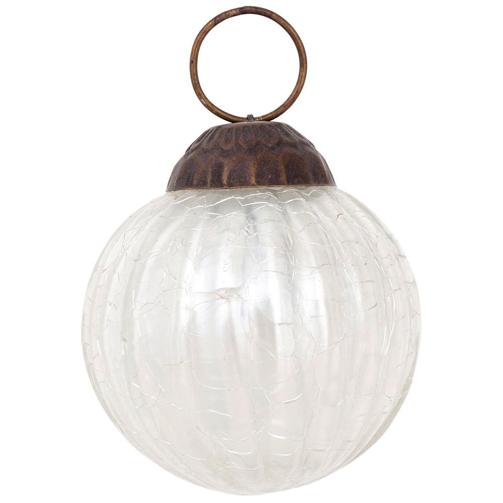 Mercury Glass Ball Ornaments (2-Inch, Pearl White, Mona Design, Single)