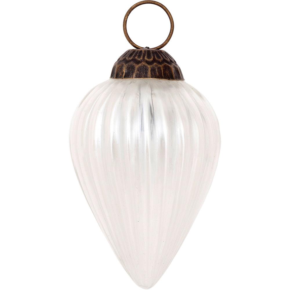 Small Mercury Glass Ornaments (3-inch, Pearl White, Laura Design, Single)