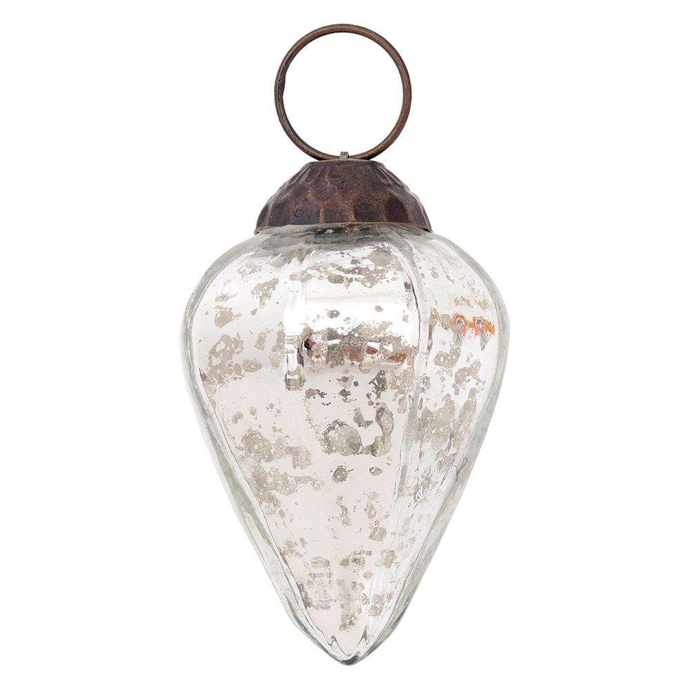 Small Mercury Glass Ornament (2.5-inch, Silver, Zoe Design, Single)