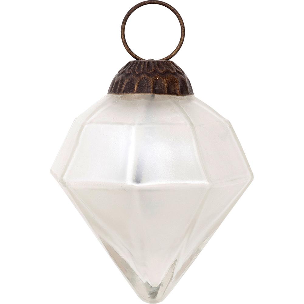 Mercury Glass Small Ornaments (3-inch, Pearl White, Elizabeth Design, Single)