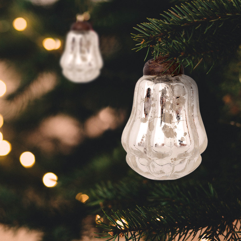 Small Mercury Glass Ornament (2 to 2.25-inch, Silver, Melony Design, Single) - AsianImportStore.com - B2B Wholesale Lighting & Décor since 2002.