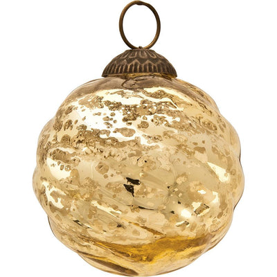 Large Mercury Glass Ball Ornament (3-Inch, Gold, Swirl Motif, Solene Design, Single) - AsianImportStore.com - B2B Wholesale Lighting & Décor since 2002.