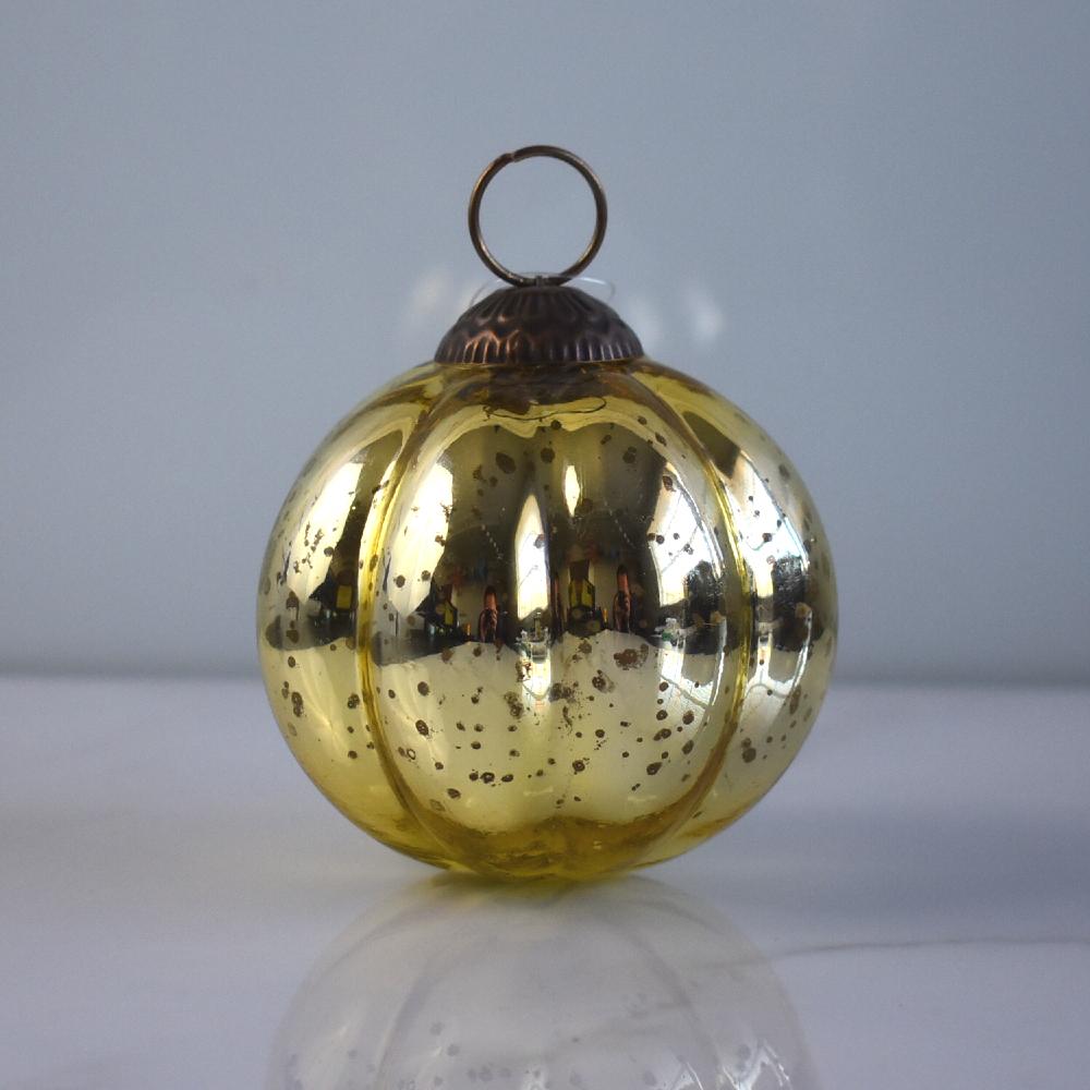 6 Pack | Large Mercury Glass Ball Ornaments (3-Inch, Gold, Posey Ball Design) - Great Gift Idea, Vintage-Style Decorations for Christmas, Special Occasions, Home Decor and Parties