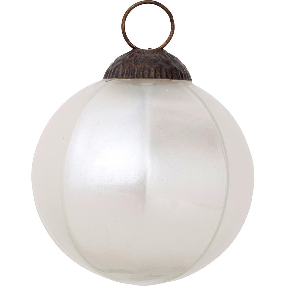 Large Mercury Glass Ball Ornament (3-Inch, Pearl White, Penina Design, Single)