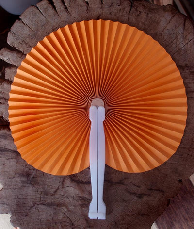 (Discontinued) (100 PACK) 9" Orange Accordion Paper Hand Fan for Weddings